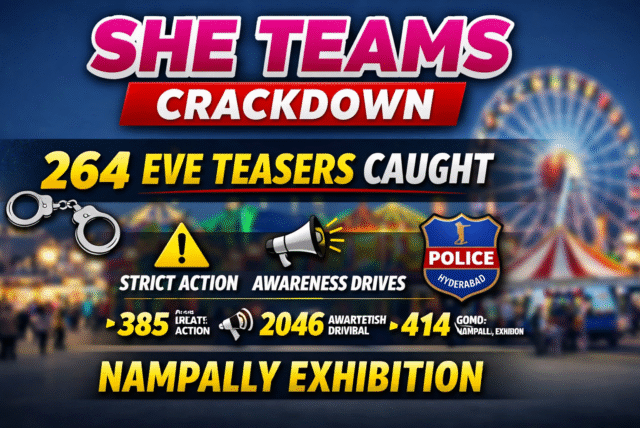 నాంపల్లి ఎగ్జిబిషన్‌లో 264 మందిపై చర్యలు – మహిళల భద్రతకు షీ టీమ్స్ కట్టుదిట్టమైన నిఘా