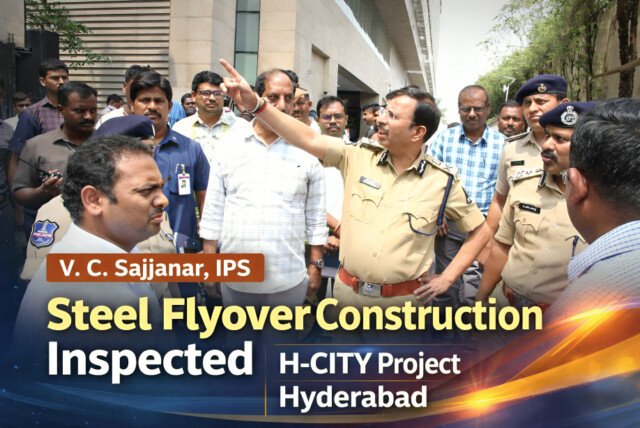 హెచ్-సిటీ ప్రాజెక్ట్ వేగవంతం – ముగ్ధ జంక్షన్ వద్ద స్టీల్ ఫ్లైఓవర్ పనుల పరిశీలన