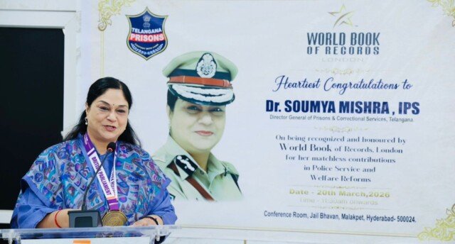 వరల్డ్ బుక్ ఆఫ్ రికార్డ్స్, లండన్ ద్వారా డా. సౌమ్య మిశ్రా, ఐపీఎస్ మరియు సి. వంశీ మోహన్ రెడ్డి గారికి సత్కారం; హైదరాబాద్, మార్చి 20, 2026: