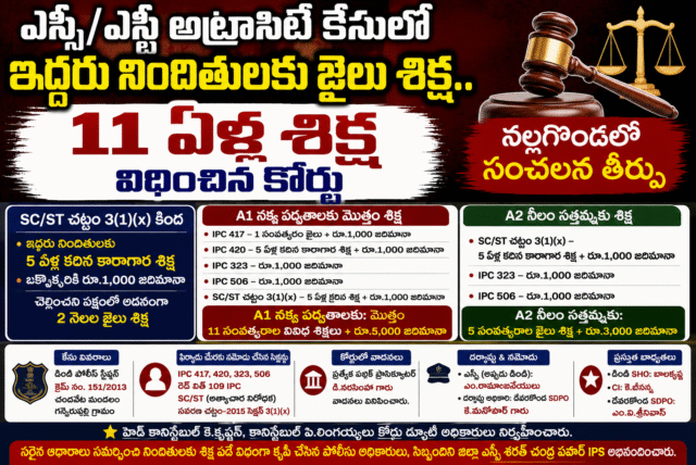 ఎస్సీ/ఎస్టీ అట్రాసిటీ కేసులో ఇద్దరు నిందితులకు జైలు శిక్ష.. 11 ఏళ్ల శిక్ష విధించిన కోర్టు