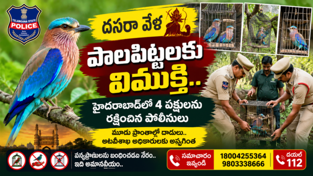 దసరా వేళ పాలపిట్టలకు విముక్తి.. హైదరాబాద్‌లో 4 పక్షులను రక్షించిన పోలీసులు
